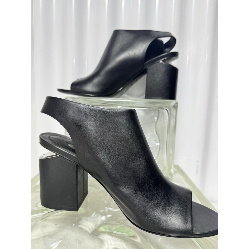 Alexander Wang Nadia Sandals Pumps Block Heels Leather Black 38.5 = US 8.5 $495